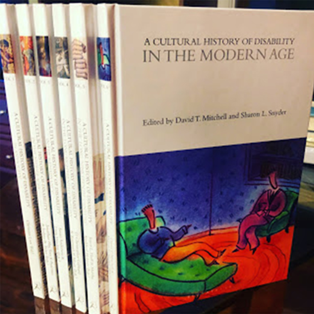 A stack of copies of the book "a Cultural History of Disability in the Modern Age"