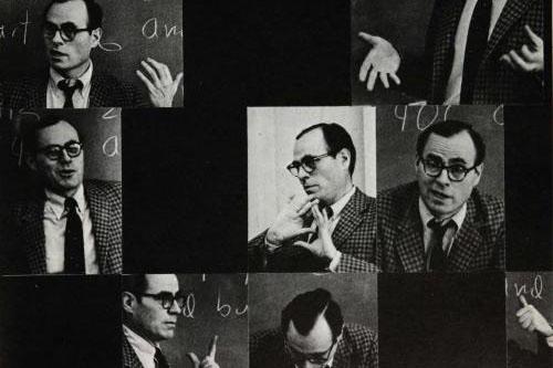 Images of Ganz teaching and speaking in black and white